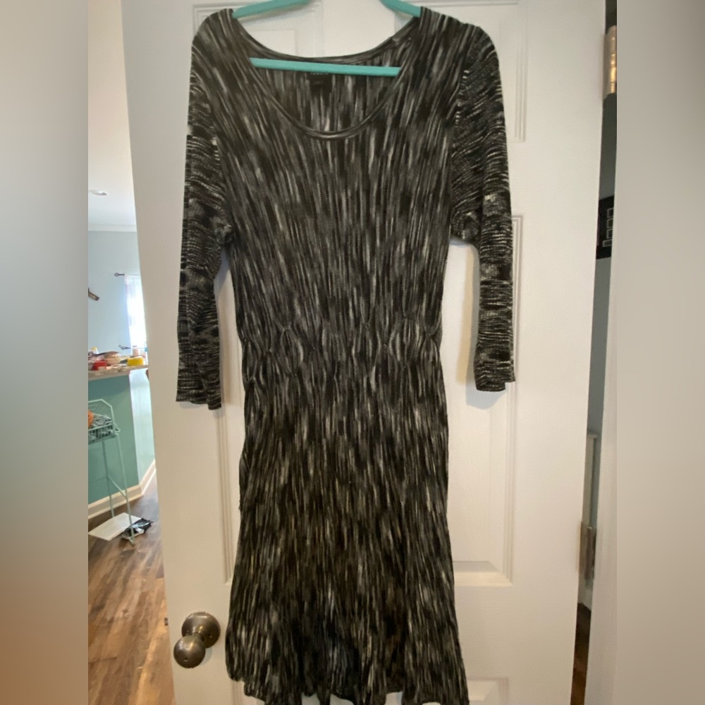 Black and grey sweater dress.